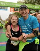 26 October 2015; Kate Cooke and Colin Doherty after finishing the SSE Airtricity Dublin Marathon 2015, Merrion Square, Dublin.Picture credit: Seb Daly / SPORTSFILE