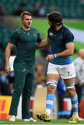 25 October 2015; Toulon team-mates Drew Mitchell, Australia, and Juan Martin Fernandez Lobbe, Argentina, ahead of the game. 2015 Rugby World Cup, Semi-Final, Argentina v Australia. Twickenham Stadium, Twickenham, London, England. Picture credit: Ramsey Cardy / SPORTSFILE