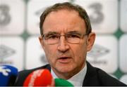 28 August 2015; Republic of Ireland manager Martin O'Neill during a squad announcement. Republic of Ireland Squad Announcement. FAI HQ, National Sports Campus, Abbotstown, Co. Dublin. Picture credit: Seb Daly / SPORTSFILE