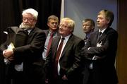 16 April 2005; GAA Press officer Danny Lynch, left, with the tellers Tony O'Keeffe, Michael Delaney, Simon Moroney and Paraic Duffy await the announcement of the result of the Rule 42 Motion at the 2005 GAA Congress. Croke Park, Dublin. Picture credit; Ray McManus / SPORTSFILE