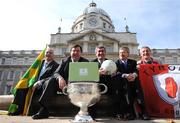 18 September 2008; An Taoiseach Brian Cowen T.D., with from left, former Kerry footballer Paidi O Se, Padraig McManus, ESB Chief Executive, Paraic Duffy, Ard Stiurthoir of the GAA, and former Tyrone footballer Frank McGuigan and the Sam Maguire Cup. Cul Green Initiative, Government Buildings, Leinster House, Upper Merrion Street, Dublin. Picture credit: Pat Murphy / SPORTSFILE