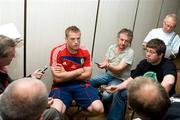 2 July 2009; Jamie Heaslip speaks to members of the media, after being selected for the 3rd Test, during a British and Irish Lions Press Conference ahead of their 3rd test against South Africa on Saturday. Sandton Sun Hotel, Johannesburg, South Africa. Picture credit: Andrew Fosker / SPORTSFILE