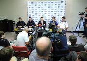 2 July 2009; Gaelic Players Association Chief Executive Dessie Farrell with GPA members from left Shane McGrath, Tipperary, John Doyle, Kildare, Ken McGrath, Waterford, and Ger Brennan, Dublin, at a GPA press conference ahead of the Munster Senior Hurling Championship Final and the Leinster Senior Football Championship Final. The GPA announced that their members will not be co-operating with broadcasters by giving interviews in the lead up to, or after the Munster Hurling or Leinster Football finals. Croke Park Hotel, Dublin. Picture credit: Matt Browne / SPORTSFILE