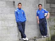 2 July 2009; St. Patrick's Athletic's Ryan Guy, left, and Stuart Byrne before a press conference ahead of their League of Ireland Premier Division game against Shamrock Rovers on Saturday night. Hilton Kilmainham Hotel, Kilmainham, Dublin. Picture credit: Matt Browne / SPORTSFILE