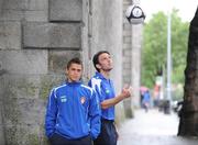 2 July 2009; St. Patrick's Athletic's Ryan Guy, left, and Stuart Byrne before a press conference ahead of their League of Ireland Premier Division game against Shamrock Rovers on Saturday night. Hilton Kilmainham Hotel, Kilmainham, Dublin. Picture credit: Matt Browne / SPORTSFILE