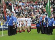 21 June 2009; The Tyrone team during the pre-match parade. GAA Football Ulster Senior Championship Semi-Final, Tyrone v Derry, Casement Park, Belfast, Co. Antrim. Picture credit: Oliver McVeigh / SPORTSFILE