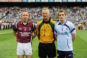 28 June 2009; Referee Jimmy White, Donegal, with Westmeath captain John Keane and Dublin captain Paul Griffin. GAA Football Leinster Senior Championship Semi-Final, Westmeath v Dublin, Croke Park, Dublin. Picture credit: Ray McManus / SPORTSFILE