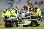 28 June 2009; Kevin Diffley, Longford, is stretchered from the pitch. GAA Football Leinster Junior Championship Final, Louth v Longford, Croke Park, Dublin. Picture credit: Stephen McCarthy / SPORTSFILE
