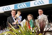 1 July 2009; TV3 panellists Daithi Regan, hurling, with Oscar Holden, 2 and 1/2 years, and Senan Connell, right, and five-year-old Chloe Danton at the TV3 Silverware Sunday photocall. Croke Park, Dublin. Picture credit: Ray McManus / SPORTSFILE