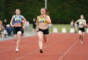 28 June 2009; Joan Healy, Bandon AC, 319, on her way to winning the Junior Women's 200m event at the AAI Woodies DIY Junior & U23 Track & Field Championships, Tullamore, Co. Offaly. Picture credit: Pat Murphy / SPORTSFILE