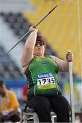 29 October 2015; Ireland's Lorraine Regan, from Kilcormac, Co. Offaly, competing in the Women's Javelin T56 Final where she finished in 9th place. IPC Athletics World Championships. Doha, Qatar. Picture credit: Marcus Hartmann / SPORTSFILE