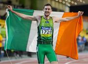 30 October 2015; Ireland's Michael McKillop, from Glengormley, Co. Antrim, celebrates after coming first in his Men's 1500m T37 final with a time of 4:16.19. IPC Athletics World Championships. Doha, Qatar. Picture credit: Marcus Hartmann / SPORTSFILE