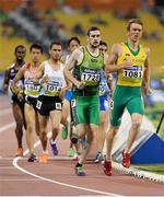 30 October 2015; Ireland's Michael McKillop, second from right, from Glengormley, Co. Antrim, in action alongside eventual second place finisher Australia's Brad Scott, during the Men's 1500m T37 final, where he finished first with a time of 4:16.19. IPC Athletics World Championships. Doha, Qatar. Picture credit: Marcus Hartmann / SPORTSFILE