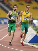30 October 2015; Ireland's Michael McKillop, from Glengormley, Co. Antrim, in action alongside eventual second place finisher Australia's Brad Scott, during the Men's 1500m T37 final, in which he finished first with a time of 4:16.19. IPC Athletics World Championships. Doha, Qatar. Picture credit: Marcus Hartmann / SPORTSFILE