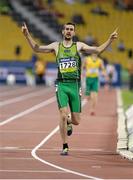 30 October 2015; Ireland's Michael McKillop, from Glengormley, Co. Antrim, celebrates after finishing first in the Men's 1500m T37 final with a time of 4:16.19. IPC Athletics World Championships. Doha, Qatar. Picture credit: Marcus Hartmann / SPORTSFILE