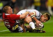 30 October 2015; Paul Marshall, Ulster, is tackled by Andrew Conway, Munster. Guinness PRO12, Round 6, Munster v Ulster, Thomond Park, Limerick. Picture credit: Stephen McCarthy / SPORTSFILE