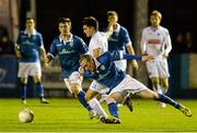30 October 2015; Raymond Foy, Finn Harps, in action against Daire O'Connor, UCD. SSE Airtricity League First Division Promotion / Relegation Play-off, Second Leg, Finn Harps v UCD, Finn Park, Ballybofey, Co. Donegal. Picture credit: Oliver McVeigh / SPORTSFILE