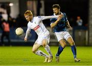 30 October 2015; Conor Cannon, UCD, in action against Keith Cowan, Finn Harps. SSE Airtricity League First Division Promotion / Relegation Play-off, Second Leg, Finn Harps v UCD, Finn Park, Ballybofey, Co. Donegal. Picture credit: Oliver McVeigh / SPORTSFILE