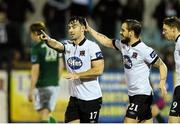 30 October 2015; Dundalk's Richie Towell, left, celebrates with team-mate Darren Meenan after scoring his side's third goal from the penatly spot. SSE Airtricity League Premier Division, Dundalk v Bray Wanderers, Oriel Park, Dundalk, Co. Louth. Photo by Sportsfile