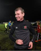 30 October 2015; Dundalk manager Stephen Kenny celebrates after the game. SSE Airtricity League Premier Division, Dundalk v Bray Wanderers, Oriel Park, Dundalk, Co. Louth. Photo by Sportsfile