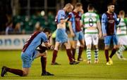 30 October 2015; Michael Daly, Drogheda United, reacts after the final whistle confirms their relegation following their loss to Shamrock Rovers. SSE Airtricity League Premier Division, Shamrock Rovers v Drogheda United, Tallaght Stadium, Tallaght, Co. Dublin. Picture credit: Seb Daly / SPORTSFILE