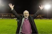 30 October 2015; Limerick FC chairman Pat O'Sullivan celebrates at the end of the game. SSE Airtricity League Premier Division, Sligo Rovers v Limerick FC, The Showgrounds, Sligo. Picture credit: David Maher / SPORTSFILE