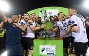 30 October 2015; The Dundalk team celebrate with the trophy after the game. SSE Airtricity League Premier Division, Dundalk v Bray Wanderers, Oriel Park, Dundalk, Co. Louth. Photo by Sportsfile
