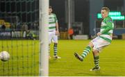 30 October 2015; Danny North, Shamrock Rovers, scores his team's fifth goal, and second penalty of the match. SSE Airtricity League Premier Division, Shamrock Rovers v Drogheda United, Tallaght Stadium, Tallaght, Co. Dublin. Picture credit: Seb Daly / SPORTSFILE
