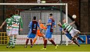 30 October 2015; Alan Byrne, Drogheda United, fouls Conor Kenna, Shamrock Rovers, in the penalty area, leading to a penalty for Shamrock Rovers. SSE Airtricity League Premier Division, Shamrock Rovers v Drogheda United, Tallaght Stadium, Tallaght, Co. Dublin. Picture credit: Seb Daly / SPORTSFILE