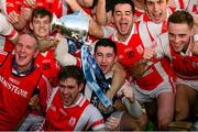 31 October 2015; Cuala players celebrate with the cup after the game. Dublin County Senior Hurling Championship Final, Cuala v St Jude's. Parnell Park, Donnycarney, Dublin. Picture credit: Piaras Ó Mídheach / SPORTSFILE