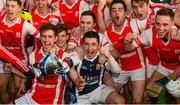 31 October 2015; Cuala players celebrate with the cup after the game. Dublin County Senior Hurling Championship Final, Cuala v St Jude's. Parnell Park, Donnycarney, Dublin. Picture credit: Piaras Ó Mídheach / SPORTSFILE