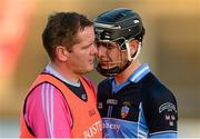 31 October 2015; St Jude's Danny Sutcliffe is consoled by manager Seán Fallon after the game. Dublin County Senior Hurling Championship Final, Cuala v St Jude's. Parnell Park, Donnycarney, Dublin. Picture credit: Piaras Ó Mídheach / SPORTSFILE