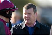 31 October 2015; Gordon Elliott, trainer of Don Cossack talking to jockey Bryan Cooper before the JN Wine.com Champion Steeplechase grade 1 race. Horse Racing at Down Royal, Co. Down. Picture credit: Oliver McVeigh / SPORTSFILE