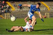 1 November 2015; Kieran Hughes, Scotstown, in action against Sean Cassidy, Slaughtneil. AIB Ulster GAA Senior Club Football Championship Quarter-Finals, Scotstown v Slaughtneil. St Tiernach's Park, Clones, Monaghan. Picture credit: Seb Daly / SPORTSFILE