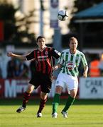 3 July 2009; Brian Shelly, Bohemians, in action against Paul Byrne, Bray Wanderers. League of Ireland Premier Division, Bray Wanderers v Bohemians, Carlisle Grounds, Bray, Co. Wicklow. Picture credit: Stephen McCarthy / SPORTSFILE