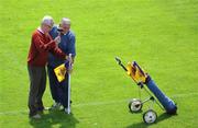 4 July 2009; Groundsmen Brendan Browne and John Nolan set out the flags before the game. GAA All-Ireland Senior Football Championship Qualifier Round 1, Wexford v Offaly, Wexford Park, Wexford. Picture credit: Ray McManus / SPORTSFILE