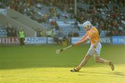4 July 2009; Neil McManus, Antrim, scores his side's first goal from a penalty. GAA Hurling All-Ireland Senior Championship, Phase 1, Laois v Antrim, O'Moore Park, Portlaoise, Co. Laois. Picture credit: Stephen McCarthy / SPORTSFILE