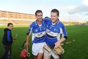 4 July 2009; Laois players John A. Delaney, left, and Darren Maher after the final whistle. GAA Hurling All-Ireland Senior Championship, Phase 1, Laois v Antrim, O'Moore Park, Portlaoise, Co. Laois. Picture credit: Stephen McCarthy / SPORTSFILE