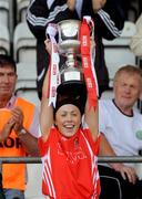 5 July 2009; Tyrone captain Sinead McLaughlin lifts the cup. TG4 Ladies Football Ulster Senior Championship Final, Monaghan v Tyrone, Breffini Park, Cavan. Picture credit: Oliver McVeigh / SPORTSFILE