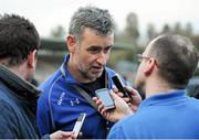 1 November 2015; Scotstown manager Matthew McGleenan is interviewed following his side's victory over Slaughtneil. AIB Ulster GAA Senior Club Football Championship Quarter-Finals, Scotstown v Slaughtneil. St Tiernach's Park, Clones, Monaghan. Picture credit: Seb Daly / SPORTSFILE