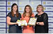 1 June 2016; Niamh Hegarty, Donegal, centre, receives her Division 2 Lidl Ladies Team of the League Award from Aoife Clarke, head of communications, Lidl Ireland, left, and Marie Hickey, President of Ladies Gaelic Football, right, at the Lidl Ladies Teams of the League Award Night. The Lidl Teams of the League were presented at Croke Park with 60 players recognised for their performances throughout the 2016 Lidl National Football League Campaign. The 4 teams were selected by opposition managers who selected the best players in their position with the players receiving the most votes being selected in their position. Croke Park, Dublin. Photo by Cody Glenn/Sportsfile