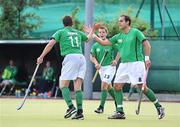 6 July 2009; John Jermyn, Ireland, is congratulated by team-mate Stephen Butler, right, after scoring his side's first goal. FIH Champions Challenge II, Ireland v Chile, National Hockey Stadium, UCD, Belfield, Dublin. Photo by Sportsfile