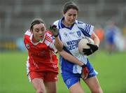 5 July 2009; Cathriona McConnell, Monaghan, in action against Rosin Rafferty, Tyrone. TG4 Ladies Football Ulster Senior Championship Final, Monaghan v Tyrone, Breffini Park, Cavan. Picture credit: Oliver McVeigh / SPORTSFILE
