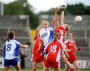 5 July 2009; Amanda Casey, Monaghan, in action against Shannon Quinn, Tyrone. TG4 Ladies Football Ulster Senior Championship Final, Monaghan v Tyrone, Breffini Park, Cavan. Picture credit: Oliver McVeigh / SPORTSFILE