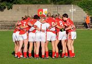 4 July 2009; The Cork team gather together in a huddle before the game. TG4 Ladies Football Munster Senior Championship Final, Cork v Kerry, Bruff, Co. Limerick. Picture credit: Diarmuid Greene / SPORTSFILE