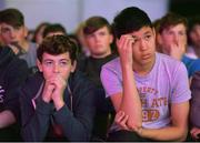 3 November 2015; Arthur Moore, left, and Tony Ward, a pupil at the Glenstal Abbey School, Limerick, during the Schools Summit during Day 1 of the 2015 Web Summit in the RDS, Dublin, Ireland. Picture credit: Ray McManus / SPORTSFILE / Web Summit