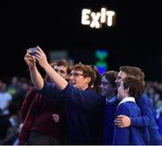 3 November 2015; Web Summit CEO Paddy Cosgrave takes a selfie with post-primary school students at the start of the Schools Summit during Day 1 of the 2015 Web Summit in the RDS, Dublin, Ireland. Picture credit: Stephen McCarthy / SPORTSFILE / Web Summit