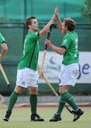9July 2009; Alan Sothern, left, Ireland, celebrates with team-mate Mitch Darling after scoring their side's second goal. FIH Champions Challenge II, Ireland v Poland, National Hockey Stadium, UCD, Belfield, Dublin. Picture credit: Brendan Moran / SPORTSFILE