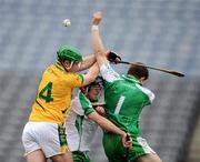 11 July 2009; Nicky Horan, Meath, in action against Patrick Gannon, right, and Eamon Phelan, London. Nicky Rackard Cup Final, Meath v London, Croke Park, Dublin. Picture credit: Brian Lawless / SPORTSFILE