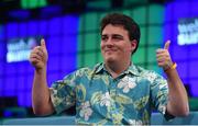 3 November 2015; Palmer Luckey, Founder, Oculus VR, on the Centre Stage during Day 1 of the 2015 Web Summit in the RDS, Dublin, Ireland. Picture credit: Stephen McCarthy / SPORTSFILE / Web Summit